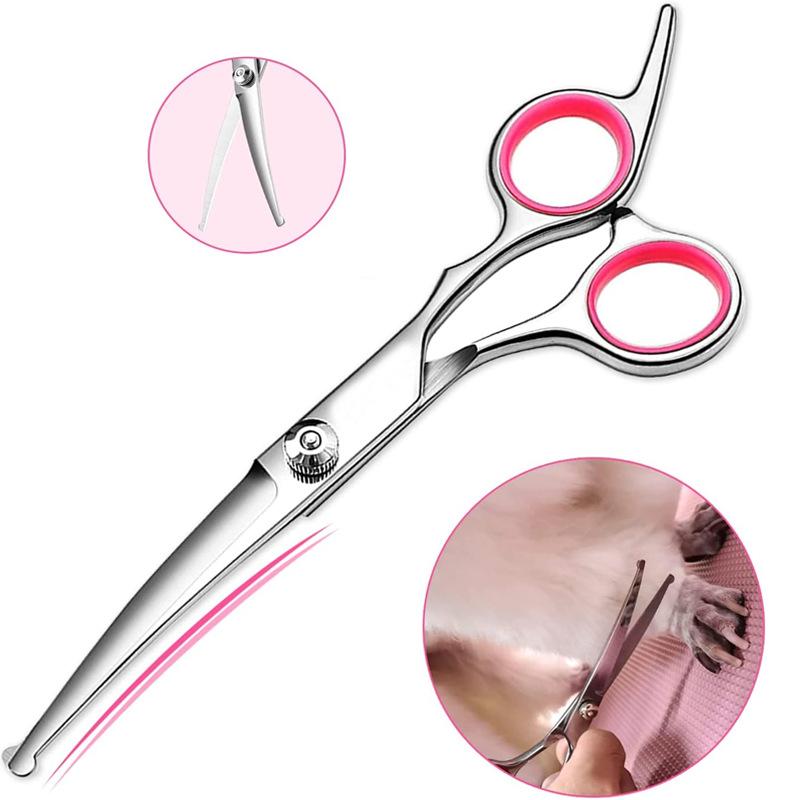 Gimars 6-in-1 Professional Dog Grooming Scissors Set - Heavy-Duty Titanium Coated 4CR Stainless Steel with Safety Round Tips for Cats and Dogs Grooming