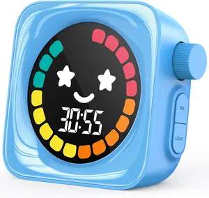 Visual Timer for Kids, 99 Minute Digital Cute Kids Visual Timer Classroom Timer for Homeschool Supplies Study Teaching Time Management Tool Countdown Productivity Timer, Blue, Colorful Display HAUKINIX