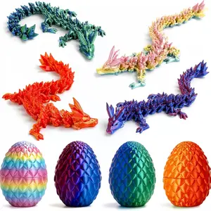 3D Printed Dragon Egg with Hinged Dragon Inside, Adult Stress Relief Toy, Unique Dragon Statue Gift for Birthday, Valentine's Day, School