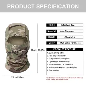 Outdoor cycling mask Summer sunscreen mask Mountaineering skiing full face windproof sandproof headgear Camouflage headscarf