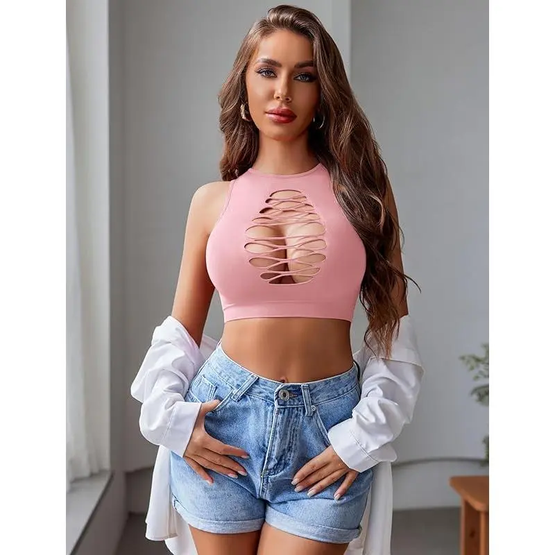 Women's Fishnet Top Sexy Cut Out Crop Short Hollow Out Cropped Tank Top(S M L) Womenswear Lingerie Bridal Crewneck Sleeveless cinched tank top waist tank tops babydoll tops - TikTok Shop Women's Fishnet Top Sexy Cut Out Crop Short Hollow Out Cropped Tank Top(S M L) Womenswear Lingerie Bridal Crewneck Sleeveless cinched tank top waist tank tops babydoll tops - TikTok Shop