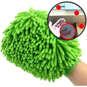 Green Chenille Microfiber Dusting Mitt, 10.5x8 Inch, Electrostatic, , Scratch-Free, No-Dust Fly Duster for  Surfaces