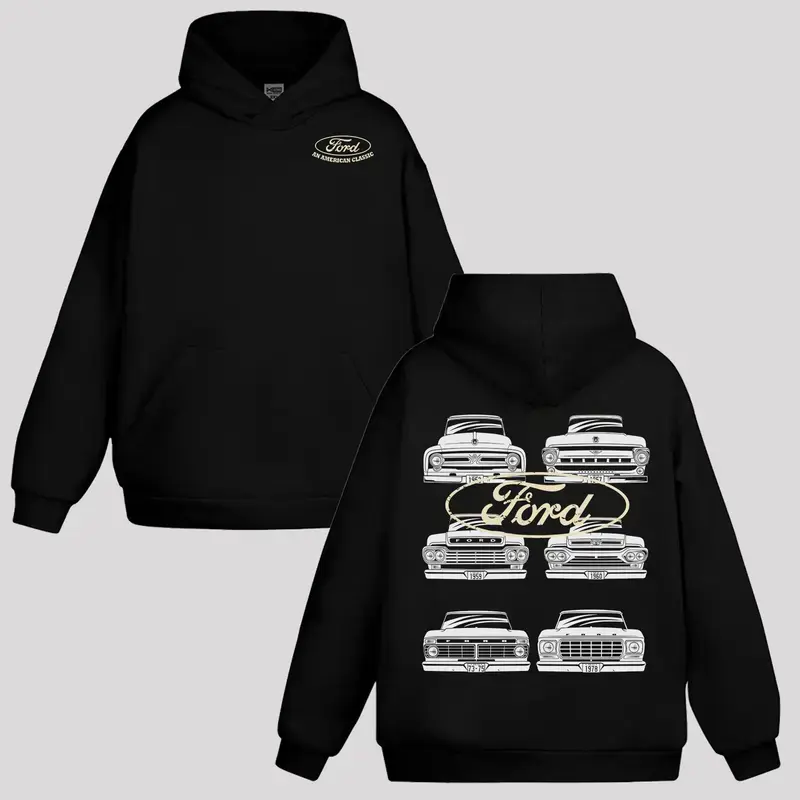 Ford Trucks Vintage Graphic Logo Hoodie, Ford Outfit for Fans, Car Enthusiasts Shirt, Full Size, Full Color