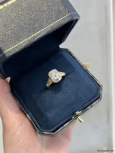 18-K lab-grown diamond, 3 ct,  E-VS2, 4-prong pavé setting; engagement/proposal ring, pwj00233