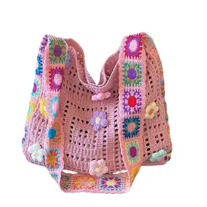 Bohemian Hollow-Out Floral Crossbody Bag for Women, Casual Hollow-Out Design Women Tote Shoulder Bag Handbag (Flower/Strap Pattern Random)