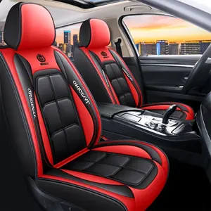 2PCs  must-have for revitalizing car interiors! Front leather seat cover, steering wheel cover, armrest pad, shoulder protection, manual gear protection cover, start gear protection cover and other sets, all season universal wear-resistant and anti slip