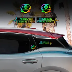 4pcs car stickers for Nissan(33 other logos optional) seven-color gradient PC laser color gradient decals. Car stickers. Colorful colors, changing with the light.