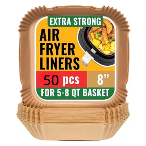 Air Fryer Liners Heavy-Duty Non-Stick Oil-Resistant, Disposable Compostable Parchment Paper for 5-8 Qt, Baking Roasting Microwave Oven