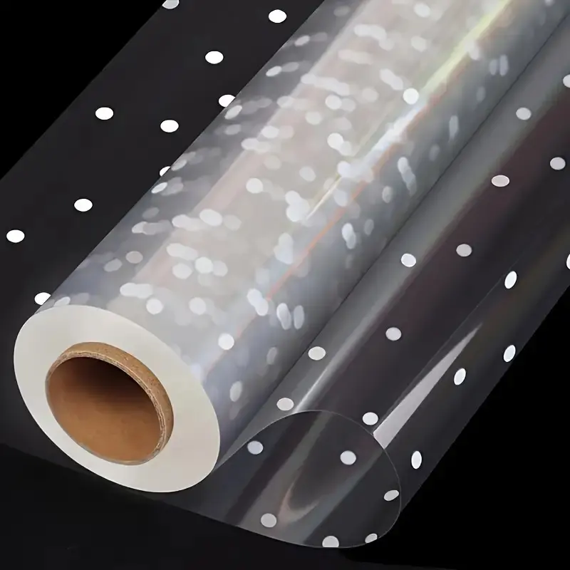 590.55" Roll of Premium Thick Transparent Cellophane Wrap with White Polka Dots - Ideal for Gift Wrapping & Party Favors, Perfect for Valentine's Day & Christmas Presents, Christmas Wrapping Paper, Premium Durable Material, High Quality Materials