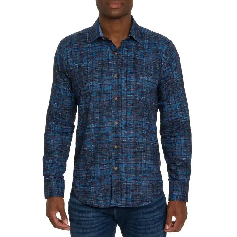 Anomaly Printed Woven Long Sleeve Shirt - Navy