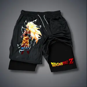 Dragon Ball DBZ Goku 80s 90s summer men shorts for men jorts outfit men graphic shorts Double-layer sports shorts Comfortable short shorts summer