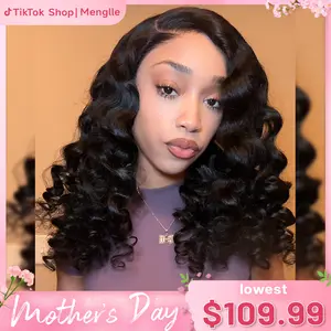 [200% Density] Menglle Loose Deep Wave 13x4 Lace Front Wigs Human Hair Pre Cut Lace Glueless Bounce Wand Curly Wig Natural Hairline Beginner Friendly#Summervibes#TikTokShopStockUp