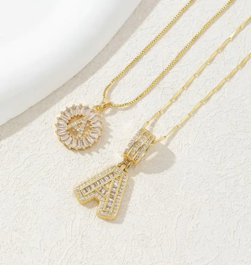 2 Pack 14K Gold Plated Initial Necklace Set A to Z Alphabet Letter Pendant for Women Adjustable 17–19'' Chain Dainty Layering Stackable Fashion Jewelry Perfect Gift for Mother’s Day Birthday Graduation Christmas Friendship Gift for Her Everyday Wear