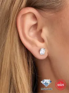 1 Pair Glamorous 1.0ct Synthetic Moissanite Four-claw Twisted Bead Stud Earrings for Women Real S925 Sterling Silver Dating Party Eternal Promise Wedding Engagement Engagement Wedding Earrings Ladies Fine Jewelry Anniversary Gift Special Chioce
