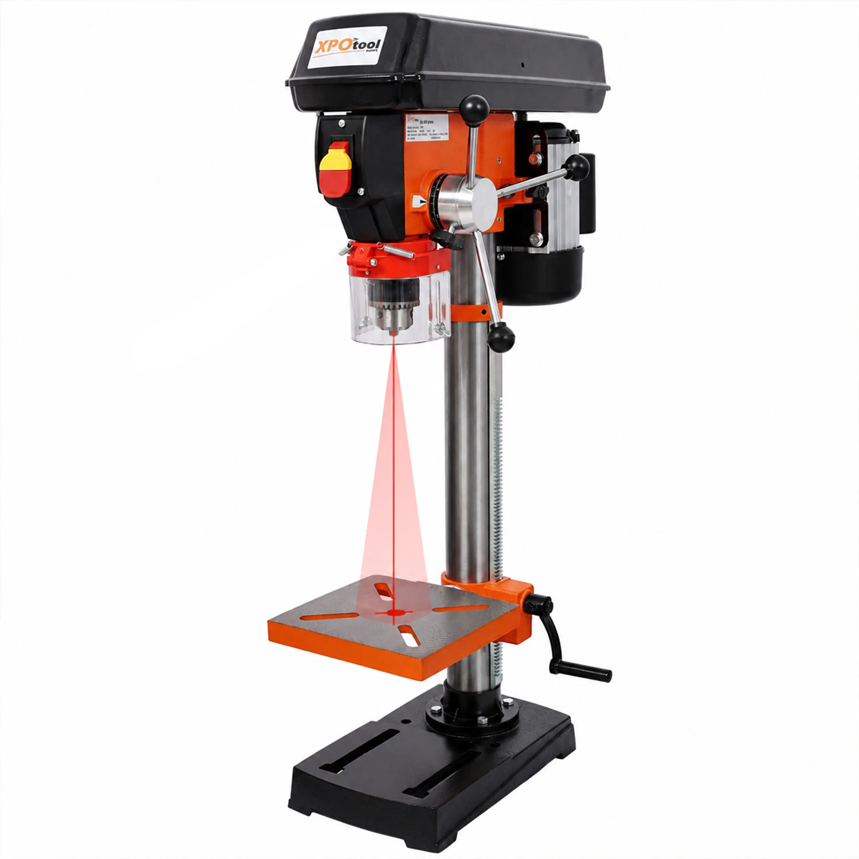 Swing Benchtop Drill Press with Laser Positioning Guide, 12 Adjustable Speed 380 to 3130 RPM, 0-45 Degree Tilting Worktable, Compact Tabletop Drilling Machine for Woodworking & Metal Fabrication