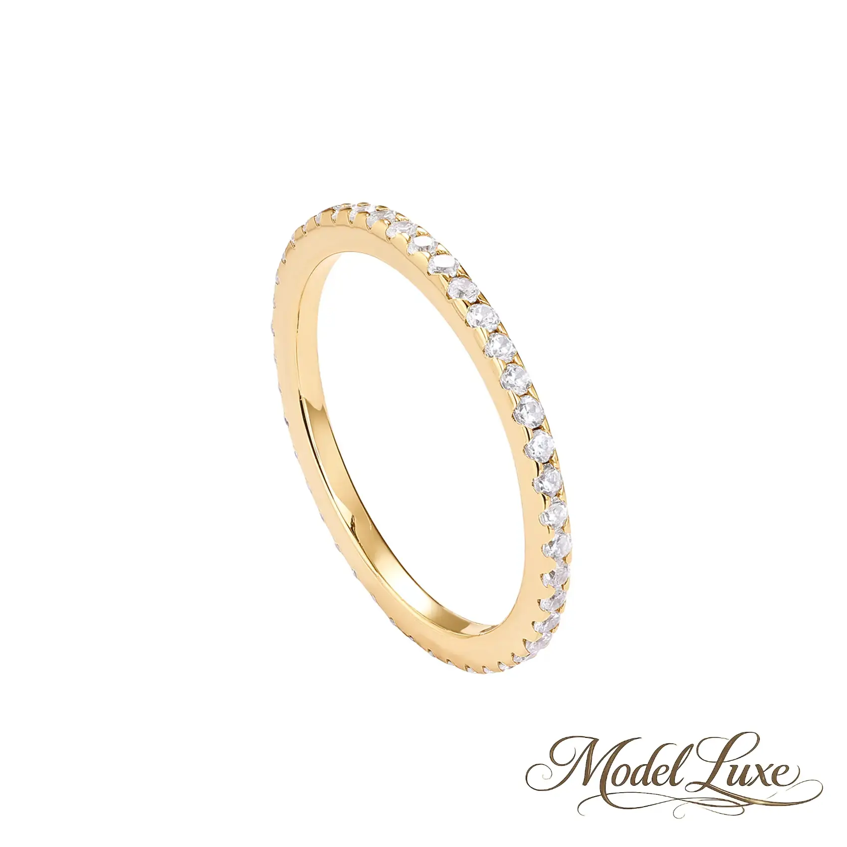 ModelLuxe 14K Gold Plated CZ Simulated Diamond Stackable Ring Eternity Band for Women