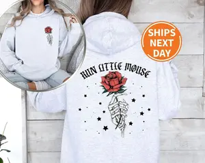 Run Little Mouse Hoodie, Meadows Sweatshirt, Rose Skeleton Hoodie, Haunting Adeline Shirt, Dark Romance Merch Tee Casual Cotton Chic Comfortable Crew