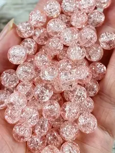 50 Pcs Cracked Glass Beads 8mm Round Acrylic Spacer Beads for Jewelry Making Necklace Bracelet Earrings DIY Crafts Supplies Acrylic Bead Mix