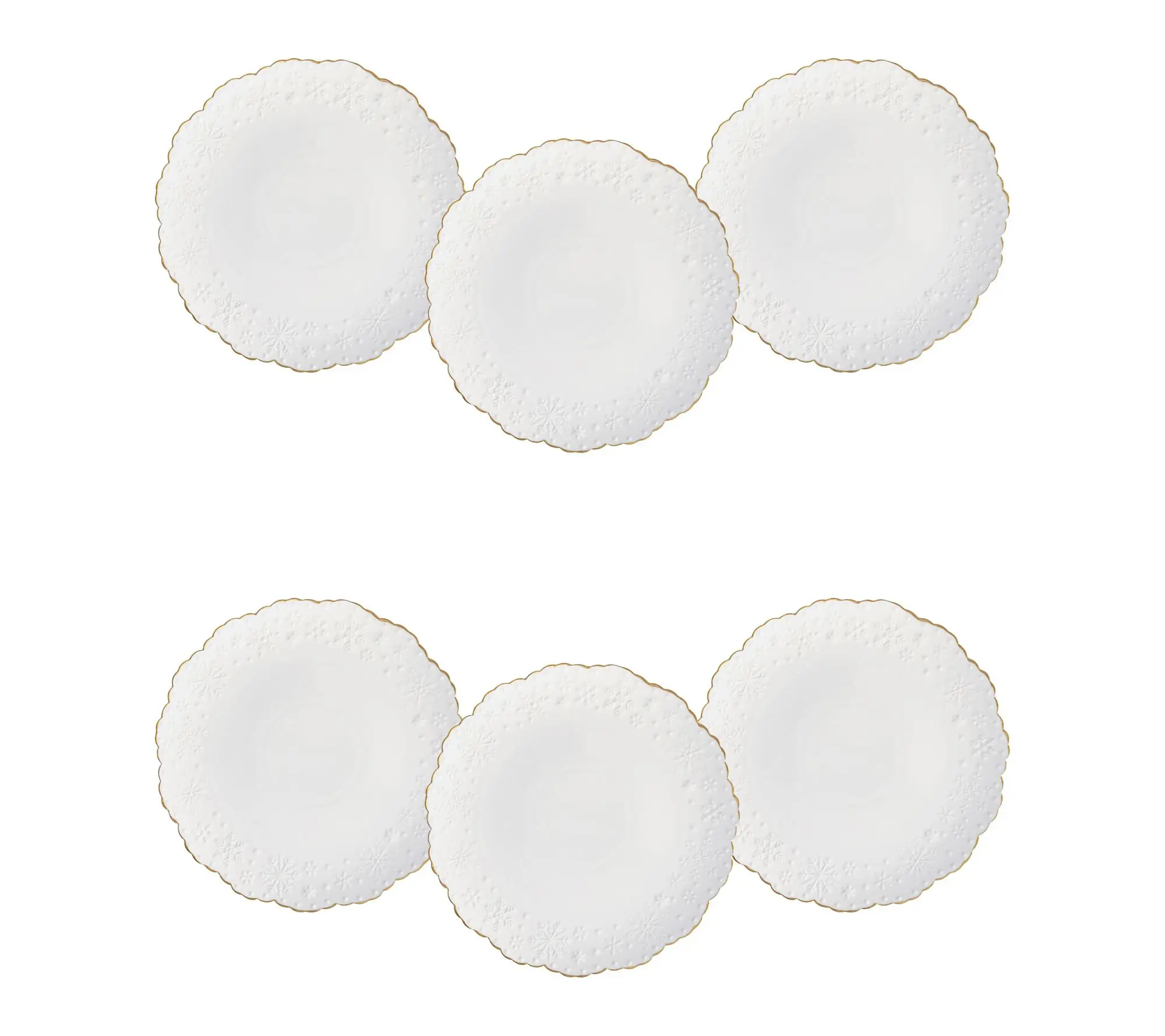 10 Strawberry Street Gilded Snowflake Embossed Luncheon Plates