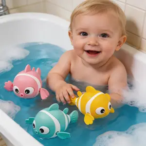 3pc-Children's Wind-Up Clownfish Bath Toy | Exercises Fine Motor Skills & Makes Kids Love Bath Time Easter Gifts & Birthday Gifts