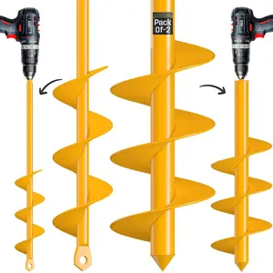 Garden Auger Drill Bit for Planting - Pack of (2) - 1.6"x16.5" & 3.5"x16" - Garden Spiral Hole Digging for Planting, Bulbs, Bedding  &  - Compatible with 3/8 Inch Hex Drive