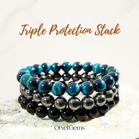 Blue Tiger's Eye, Hematite, Black Obsidian