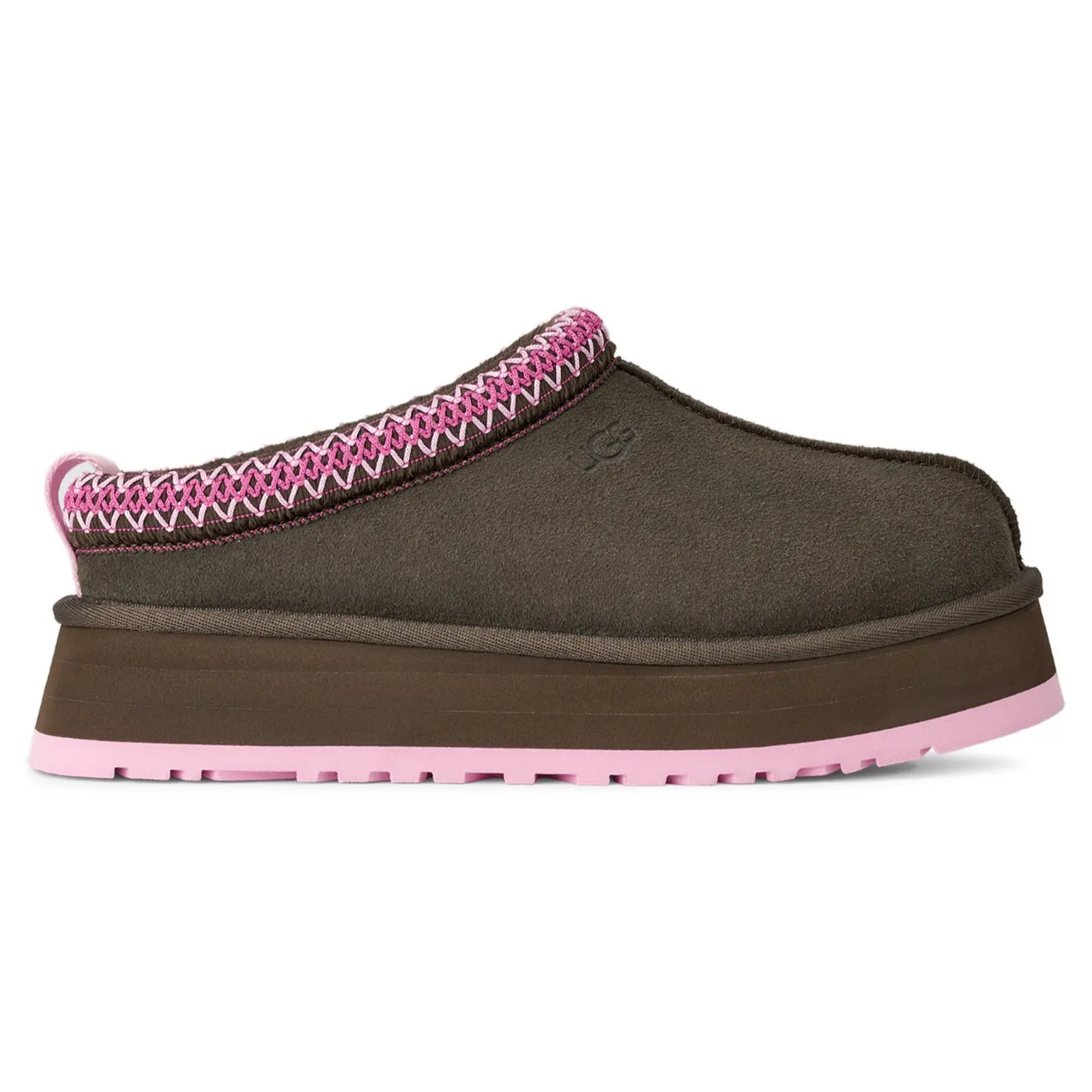 UGG Tazz II Slipper Dense Smoke / Wood Violet Women's Slippers, Authentic, Slip-on, Suede Upper, Platform Mule, Cushioned, Slip Resistant, Comfortable Everyday House Shoes, Casual Walking Shoes