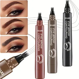 Waterproof Eyebrow Pen, Microblading Eyebrow Pencil with 4 Split Head, Natural Looking Brows Makeup ( 5 Colors) Waterproof Smudge-Proof Eyebrow Pencil eyebrow makeup tool