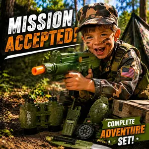 Kids Costume Military Toy Ranker Dress Up Costumes for Boys Ages 3-12 with Equipment Military Accessories Uniform Halloween Gifts Toy Set