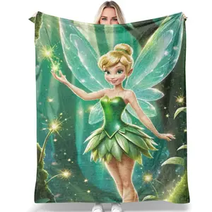 Tinker Bell Blanket 50"X40",Throw Blankets Flannel Sleep Cozy Lightweight Ultra-Soft Micro Blankets for Sofa Travel Air Conditioning Bedding