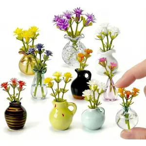 Mini Vase Magnets for Fridge – 10-Pack Mixed Ceramic & Glass Magnetic Mini Bud Vases – Slam-Proof Hold Set for Teachers, Coworkers & Office Decor