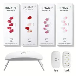 Semi-cured Gel Nail Strips with 12W UV LED Lamp, UV Gel Nail Art Stickers, Full Cover Nail Decals, Nail Art Decoration for Women & Girls