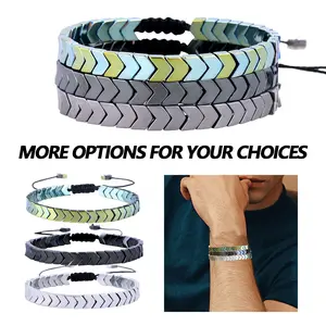3 Colors Arrowhead Shape Hematite Bracelet for teen boy- Natural Healing Gemstone Bracelet - Healing Jewelry for Courage