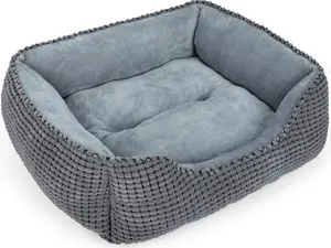 MIXJOY Dog Bed for Large Medium Small Dogs, Rectangle Washable Sleeping Puppy Bed, Soft Calming Cat Beds for Indoor Cats, Orthopedic Pet Sofa Bed, Anti-Slip Bottom with Multiple Size (20'', Grey)