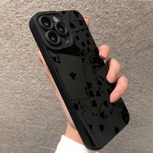 for iPhone13 Poker Pattern Anti Drop Phone Case with Camera Lens Protector, Shockproof Phone Protective Cover for Summer, Phone Accessory Compatible With iPhone X XS MAX 11 12 13 14 15 Plus 16 Pro Max, Fall Gift