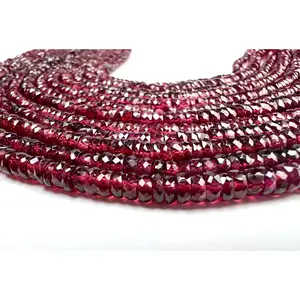 Mozambique Garnet Heishi cut 4mm Faceted Rondelle, Merlot Dark Red Jewelry Making Gemstone Beads, Rare, Heavy Weight Gemstone 6”,12” strand