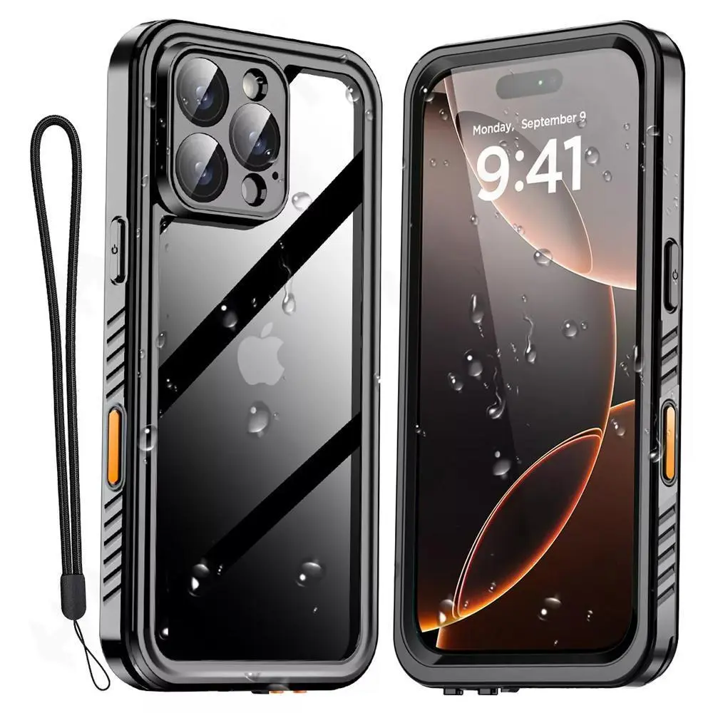 IP68 Waterproof TPU Metal Aluminum Case For iPhone 16,15,14,13,12,11 Pro Max,XR,XS Plus - 2024 Luxury Underwater Swimming Phone Cover