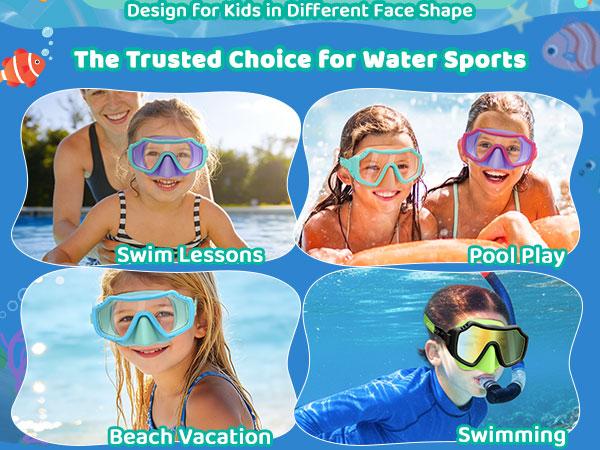 [Creator’s Pick] Vvinca 2 Pack Kids Swim Goggles with Nose Cover for 3-15,Kids,Youth,UV Protection Anti-Fog Shatterproof Waterproof Diving Mask for Boys and Girls - Safety anti-uv swimming goggles swim glass anti-fog for Lake,Beach, Summer Party