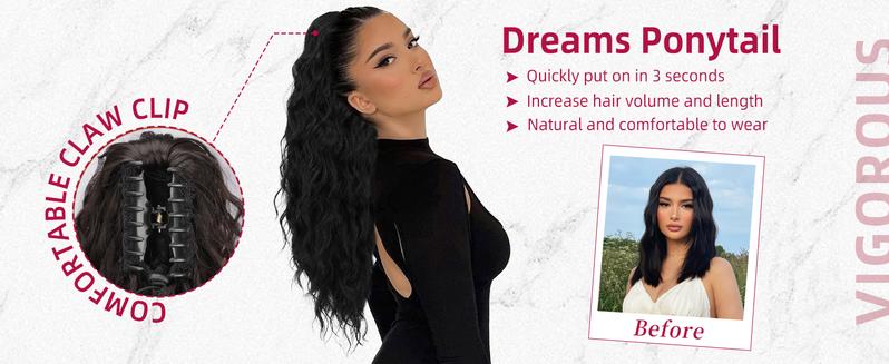 Vigorous Beauty Ponytail Extension Claw Ponytail Hair Extensions for Women 26 Inch Long Wavy Synthetic Hairpiece for Women Daily Party Use