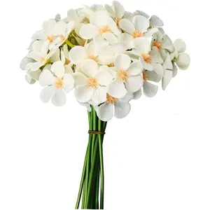 Faux Hydrangea Artificial Bouquets 14 Stems – White Silk Flowers for Wedding Centerpieces, Bride Bouquet, Baby Shower Décor, Home Decoration, Party Arrangements, Fake Flowers for Vases & Table Décor, kitchen décor, wedding flowers, artificial flowers