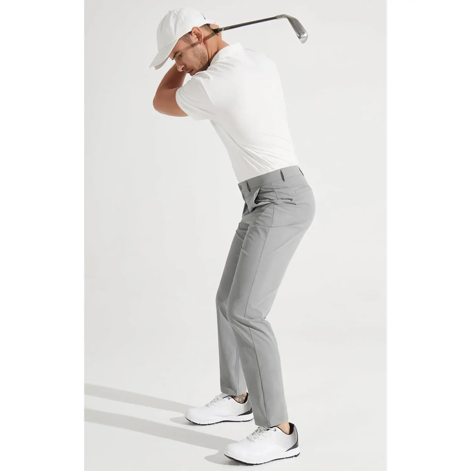 Libin Mens Golf Pants Stretch Work Dress Pants 30"/32"/34" Quick Dry Lightweight Casual Comfy Trousers with Pockets