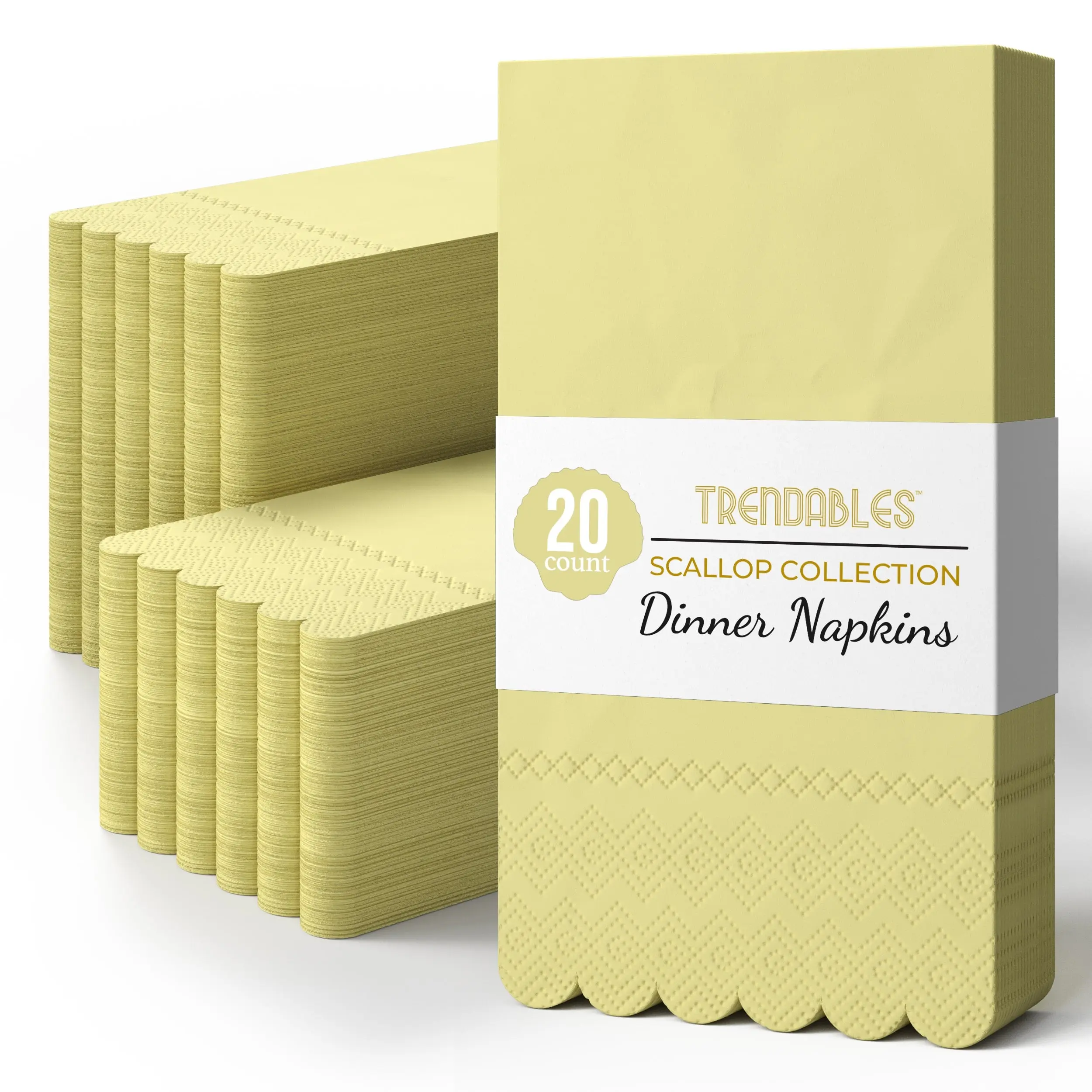 3 Ply Buttercup Yellow Scalloped Napkins | 13 in. x 15.7 in. | 20 Ct.