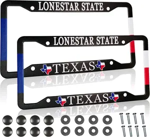 Texas License Plate Frame  Lonestar State Metal License Plate Cover Front Plates Frames  Tag Frame for Women Men   Standard(Set of 2, 12.3" x 6.3")