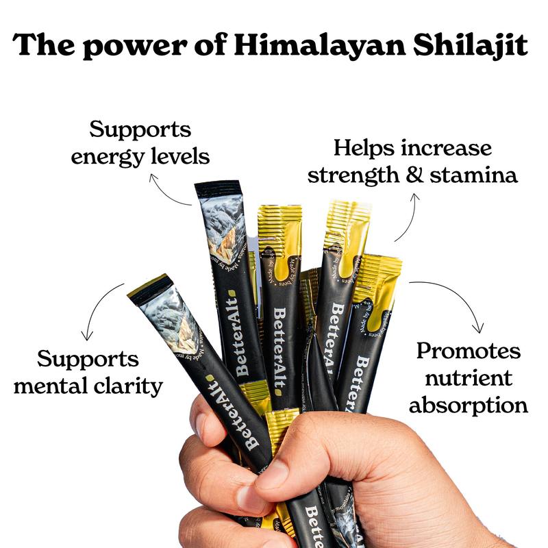 BetterAlt Shilajit Honey Sticks Variety Pack | Caramel, Cinnamon & Classic |  Lab-tested for Purity | Helps Support Energy & Stamina | 2-Month Pack