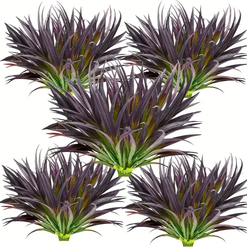 Set of 5 Artificial Grass Bunches, UV-Resistant Outdoor Faux Plants, Decorative Fake Plants, Realistic Grass Clumps, Ideal for Indoor Home Decor, Window Boxes, Gardens, and Hanging Patio Planters, Perfect for Christmas, Halloween and Thanksgiving