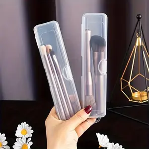 1pc Transparent Portable Dustproof Storage Case, Travel Makeup Brushes Organizer, Brush Makeup Holder