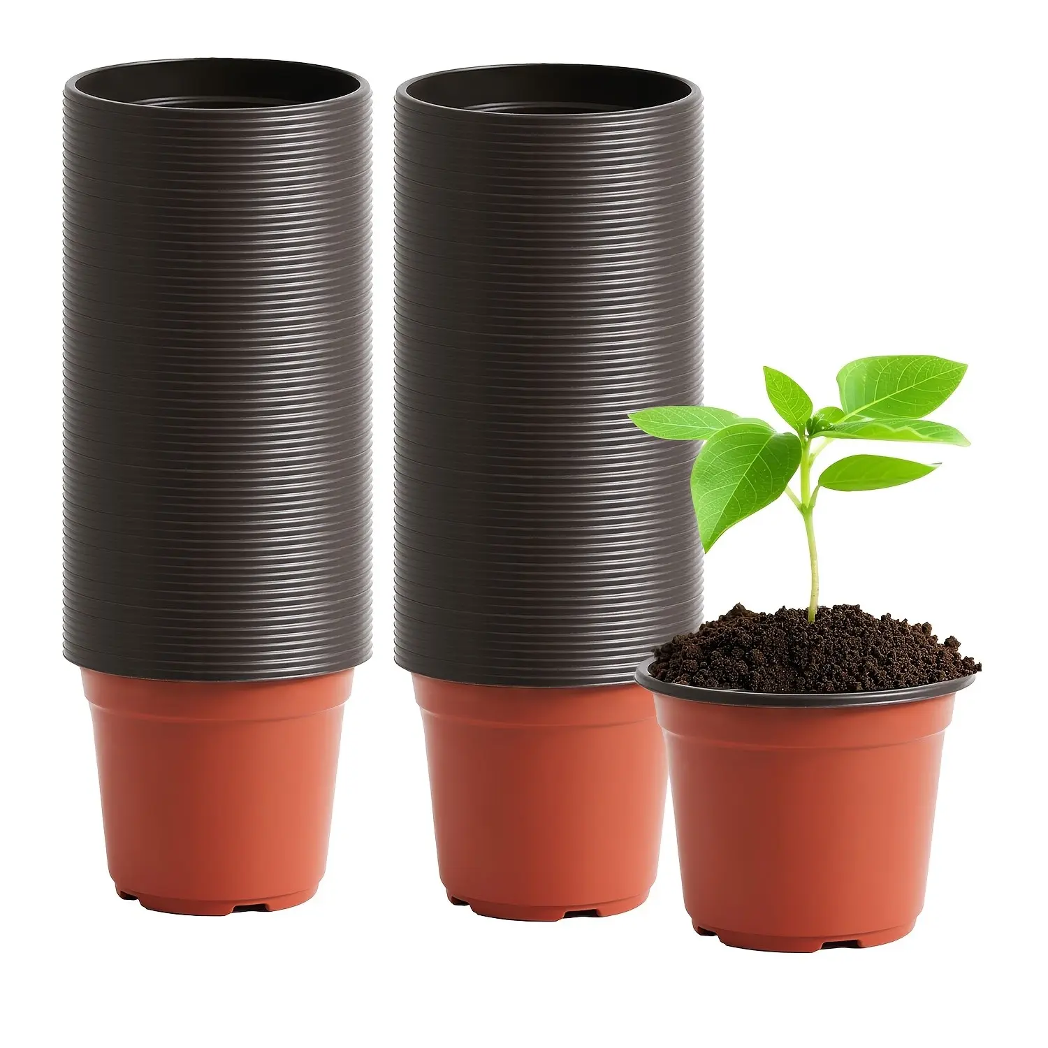100pcs Heavy-Duty Nursery Pots, Seedling Cups with Drainage Holes, Ideal for Gardens, Balconies, Patios, Durable Planting Containers, Garden Plant Supplies