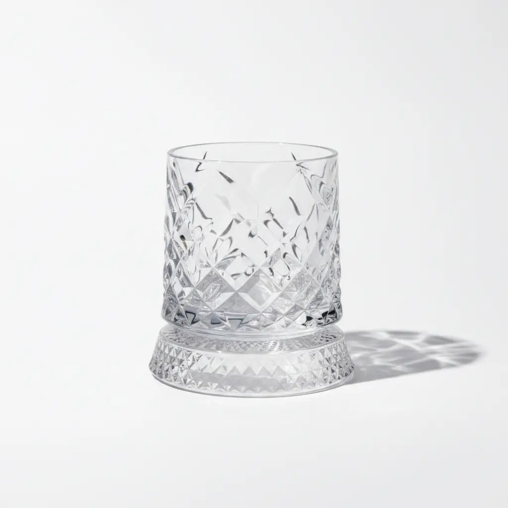 275ml Lead-Free Etched Diamond Crystal Whiskey Glass, Luxury 360° Rotatable Base Tumbler, Ideal for Birthday & Housewarming Gifts, Etched Glasses, Glass Tumbler Glasses