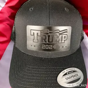 Trump 2024 Black on black Leather Patch Hat for Men and Women