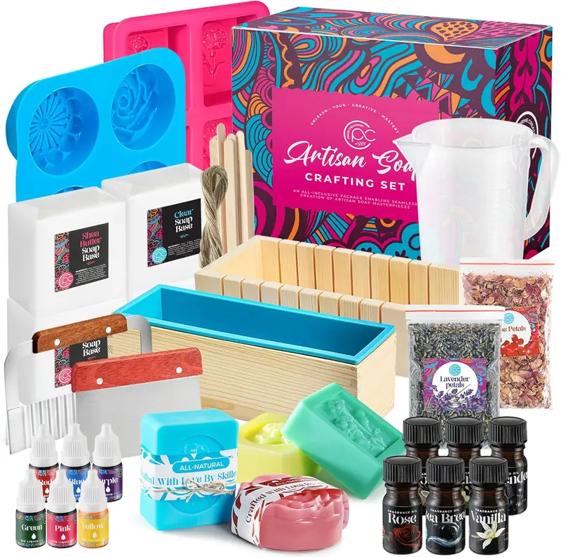 Soap Making Kit with Melt & Pour Base,  Box, Molds, Fragrances - for Adults &  by .